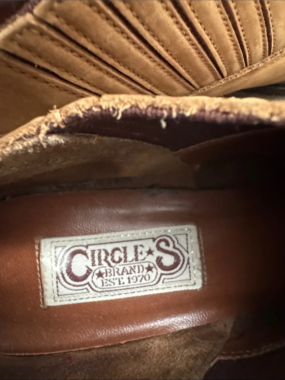 Vintage Circle S Brand Western Leather Ankle Boots 9.5M Tan Cowgirl